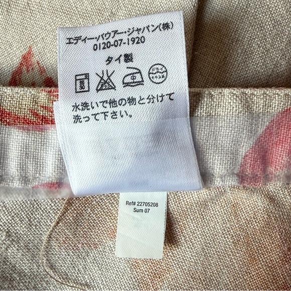 Eddie Bauer Floral A-Line Linen Skirt Large 12 Boho Hippie Tan Red Orange Fall - Picture 10 of 11